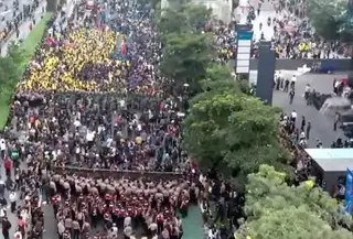 Kondisi demo mahasiswa di Bundaran HI (Foto: Rifqy/Liputan6.com)
