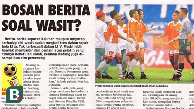 Berita Tabloid Bola soal Mafia Wasit di Liga Indonesia 1997-1998