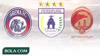 Logo ISL dan Liga 1 - Persipura, Arema, Sriwijaya FC (Bola.com/Adreanus Titus)