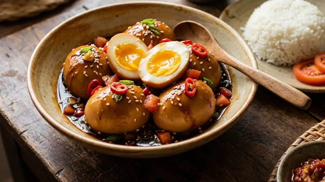 Resep Telur Rebus Bumbu Kecap Pedas dan Wijen