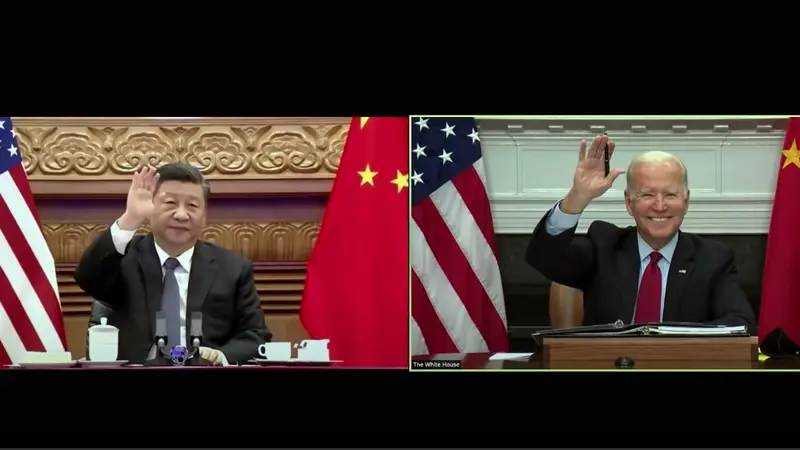 Presiden China Xi Jinping dan Presiden AS Joe Biden.