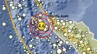 Gempa Magnitudo 4,6 menggetarkan wilayah Jantho Aceh Besar, Jumat (10/10/2025), pukul 13.35.09 WIB. (Liputan6.com/ Dok BMKG)