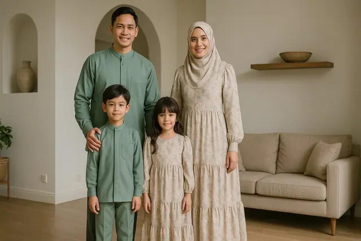 7 Ide Gamis Seragam Sekeluarga dengan 2 Anak, Kompak dan Elegan untuk Momen Spesial
