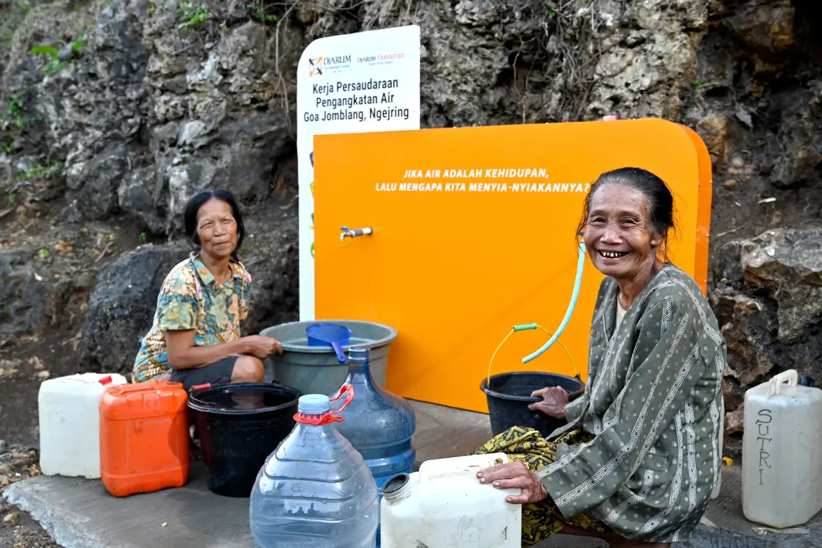 Warga Desa Gendayakan Kecamatan Paranggupito Kabupaten Wonogiri, Jawa Tengah sudah bisa nikmati air bersih. (Liputan6.com/ ist)