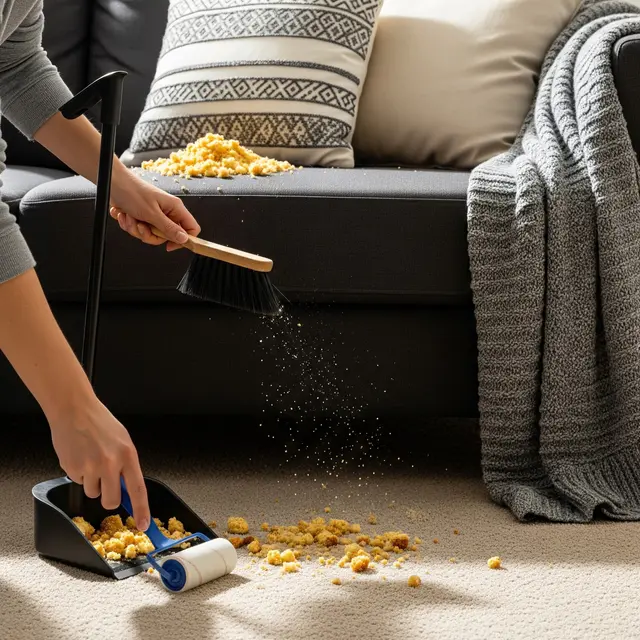 Menghilangkan Remah Kue di Sofa dan Karpet (Gemini AI)