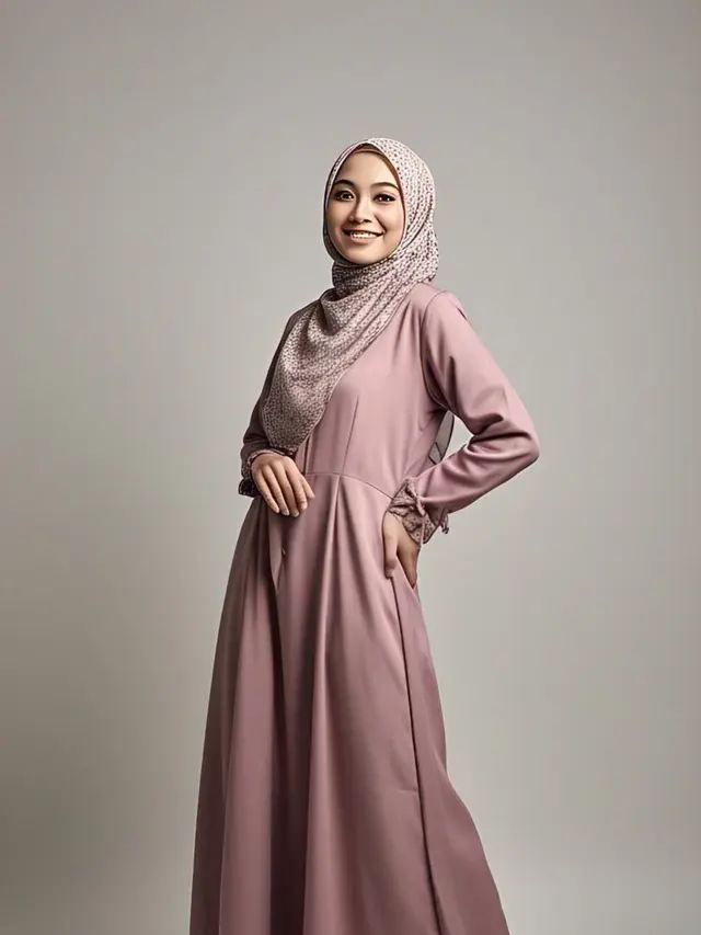 Gamis A-Line Warna Mauve (Dusty Pink)