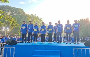 Wamensos Agus Jabo Priyono secara resmi membuka Event Maraton Solidaritas untuk Sumatra. (Liputan6.com/Winda Nelfira)