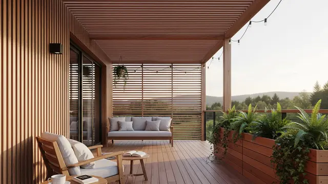 Teras Rumah Pedesaan yang Adem dengan Konsep Semi Outdoor (Gemini AI)