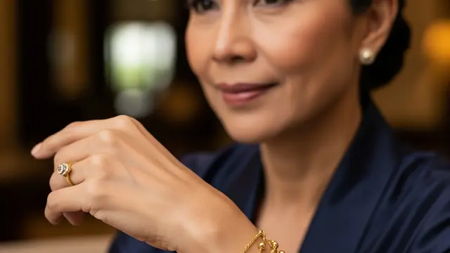 Model Gelang Emas Mewah Namun Ringan untuk Usia 50 Tahun (AI)