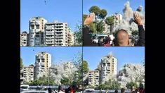 Foto kombinasi yang dibuat pada 22 Oktober 2024 menunjukkan saat sebuah roket yang ditembakkan oleh pesawat tempur Israel menghantam sebuah bangunan di pinggiran selatan Beirut, Shayah, pada Selasa 22 Oktober 2024. (Fadel ITANI/AFP)