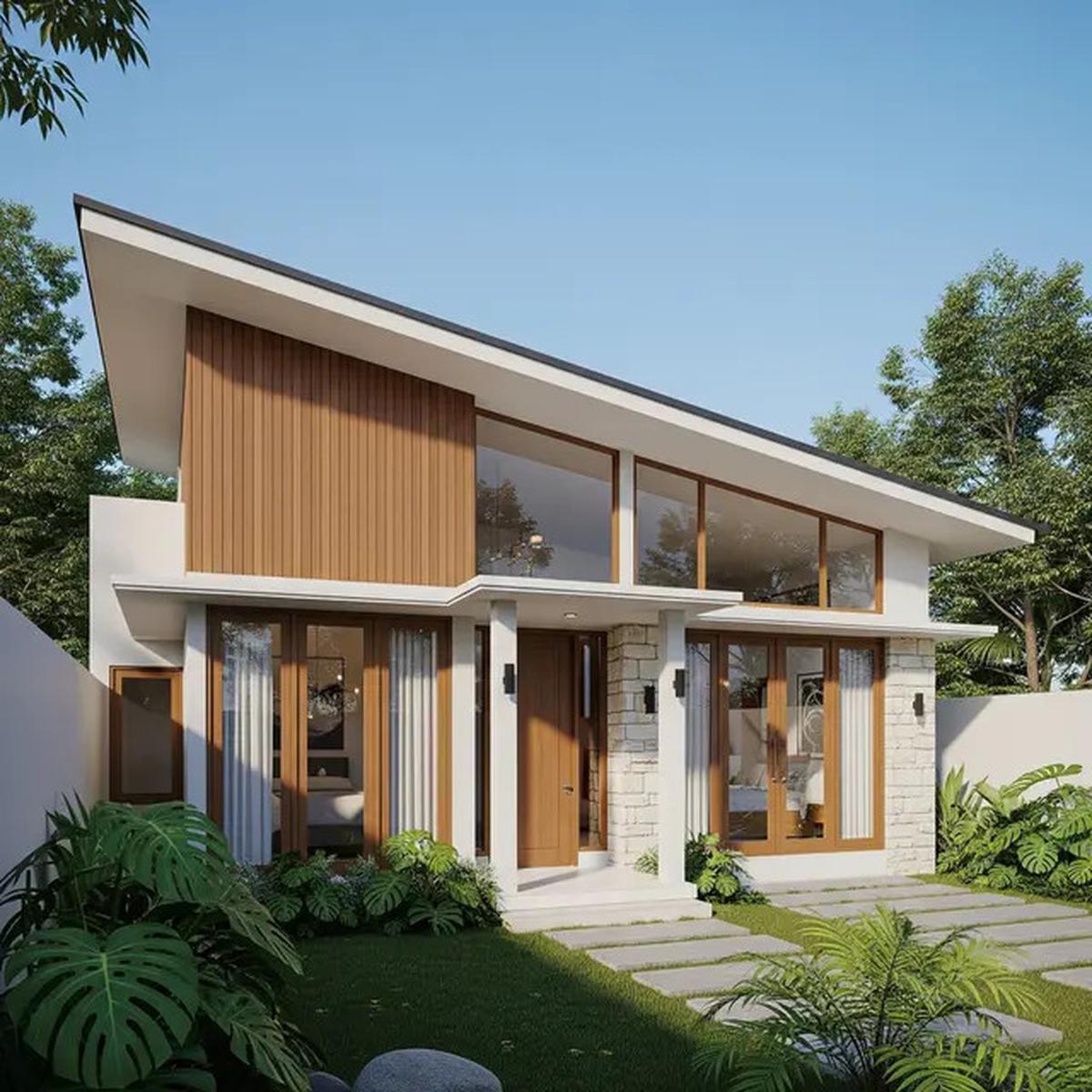 7 Inspirasi Rumah 1 Lantai dengan Atap Miring Satu Sisi, Desain Modern dan Estetik