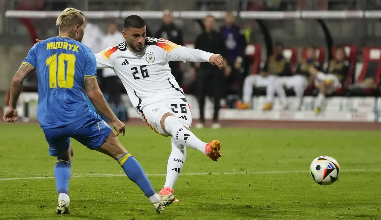 Laga ini jadi kesempatan bagus untuk pelatih Jerman, Julian Nagelsmann mengukur kekuatan tim dan mengutak-atik formasi. (AP Photo/Matthias Schrader)