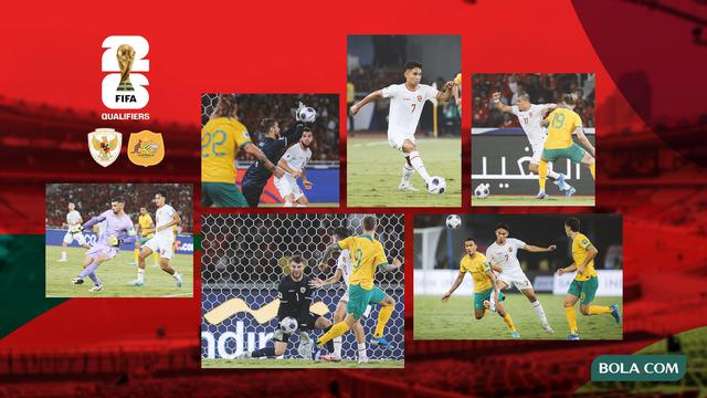 Kolase - Aksi-aksi pemain Timnas Indonesia saat melawan Australia