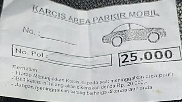 6 Tarif Denda Jika Karcis Parkir Hilang Ini Bikin Elus Dada