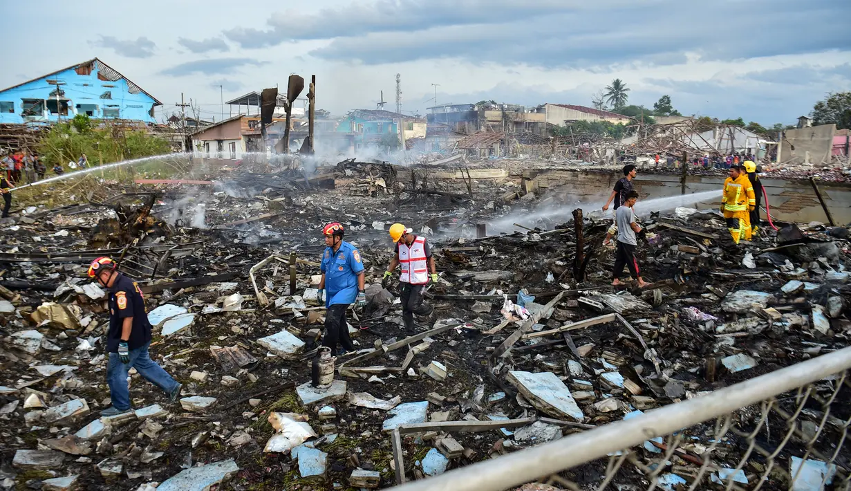 Ledakan di kota Sungai Kolok di provinsi perbatasan Narathiwat itu diduga disebabkan oleh pengelasan selama pekerjaan konstruksi bangunan. (Madare TOHLALA / AFP)