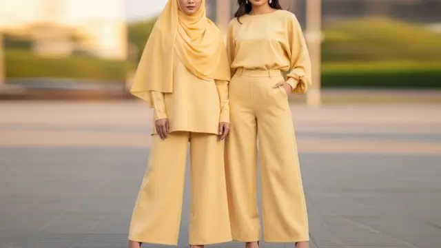 Ilustrasi Model Baju Wanita Warna Yellow Butter Tren Lebaran 2026/Gemini AI