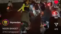 Aksi gerombolan geng motor bikin resah masyarakat (Tangkapan Layar Smartphone: Instagram @tkpmedan)