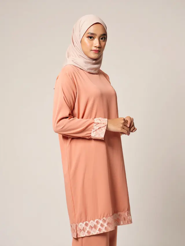 Model Baju Gamis Polos Kombinasi Brokat