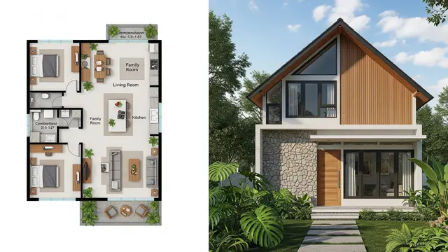 Model Rumah Tropis Modern dengan Atap Pelana