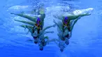 Tim renang artistik Kazakstan menampilkan gerakan dalam final nomor technical routine Asian Games 2018 di Aquatic Center, Gelora Bung Karno (GBK), Jakarta, Rabu (29/8). (ANTARA FOTO/INASGOC/Simon Lodge/sgd/Spt/18)