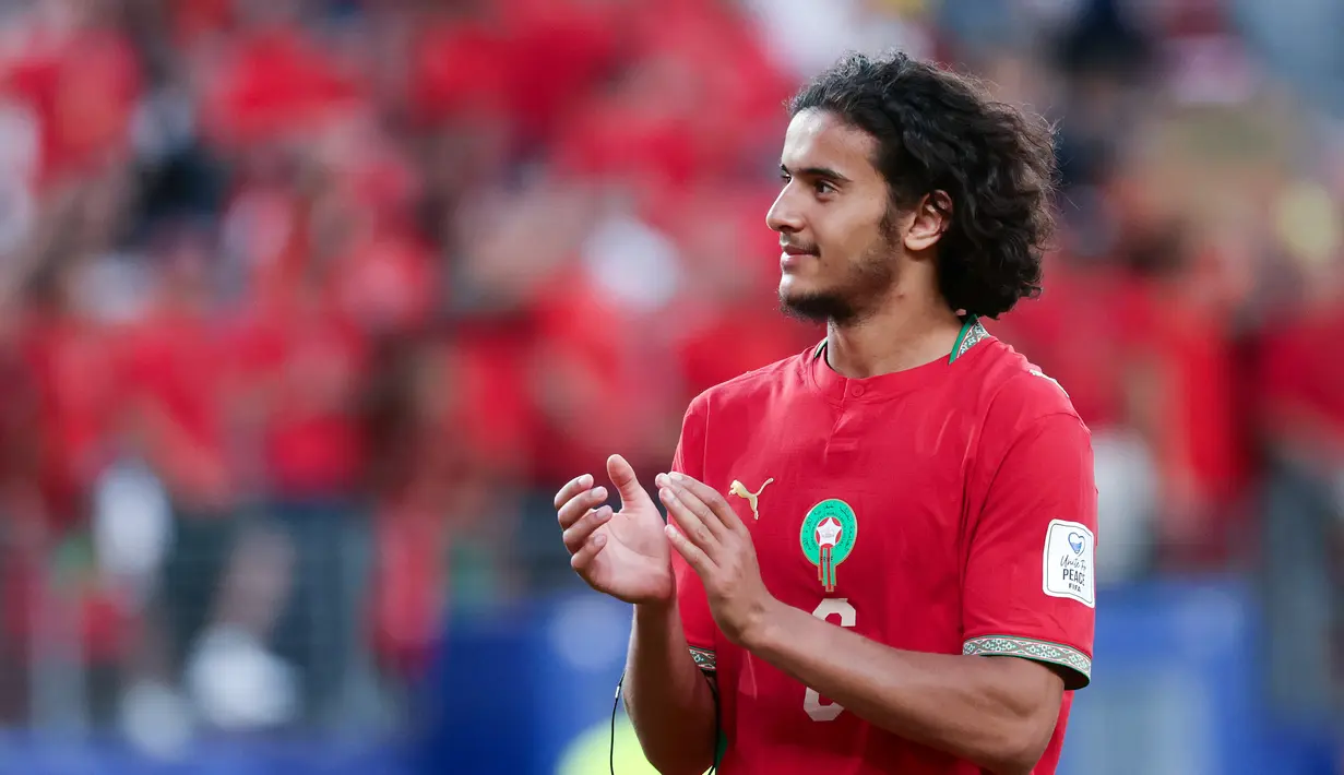 Pemain Maroko, Ayyoub Bouaddi, sukses mencuri perhatian pada laga perdana Grup C Piala Dunia 2026 di East Rutherford, New Jersey, Minggu (14/6/2026) pagi WIB. (AP Photo/Adam Hunger)