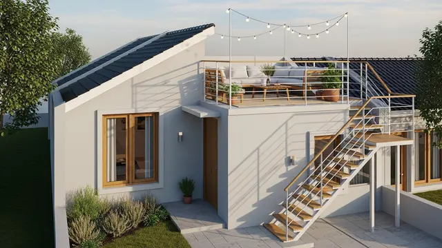 Ide Rumah Type 45 dengan Rooftop Santai Sederhana/Gemini AI