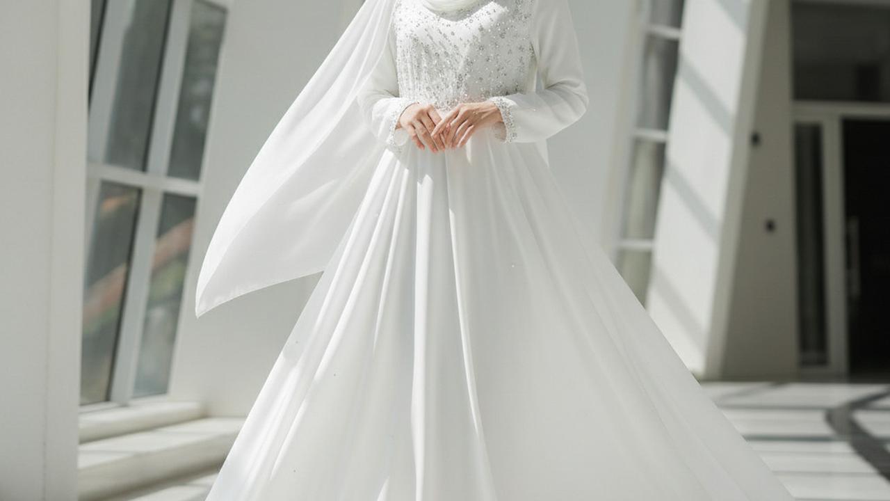 Ilustrasi Gamis Putih Syar'i