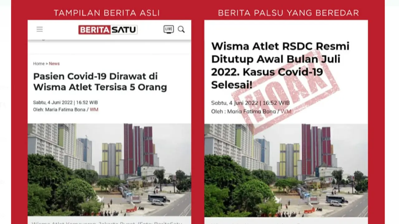 Tangkapan layar klarifikasi  klaim Wisma Atlet RSDC ditutup awal Juli kasus Covid-19 selesai