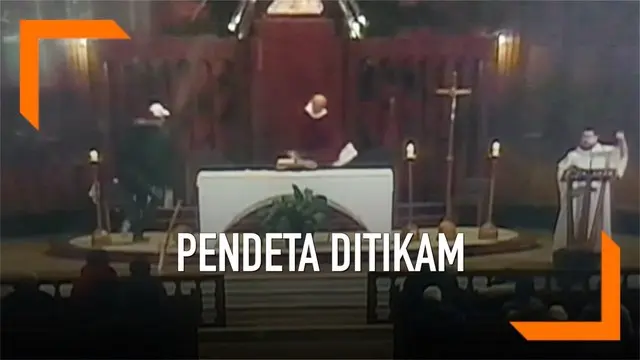 Sebuah rekaman video pendeta ditikam saat misa beredar langsung di tv lokal Kanada.