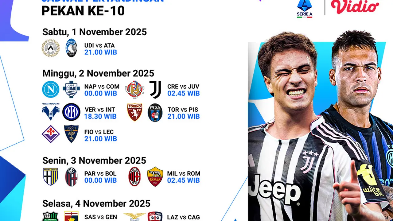 Jadwal Serie A pekan 10 live streaming eksklusif di Vidio. (dok. vidio.com)