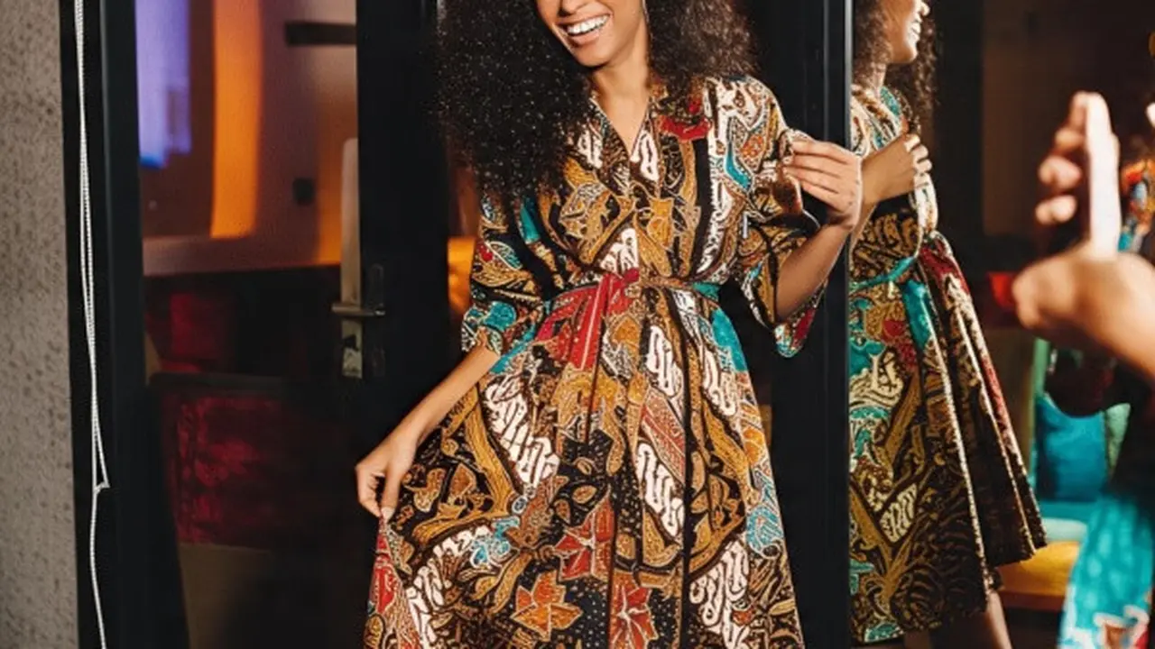 Ilustrasi Model Baju Batik Wanita Kekinian (Sumber Gambar: Meta AI)