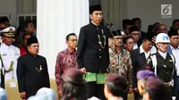 Presiden Jokowi memimpin upacara Hari Lahir Pancasila di Gedung Pancasila, Jakarta, Kamis (1/6). Dalam pidatonya presiden Jokowi mengajak seluruh elemen untuk tidak pernah berhenti mengamalkan nilai-nilai Pancasila. (Liputan6.com/Angga Yuniar)
