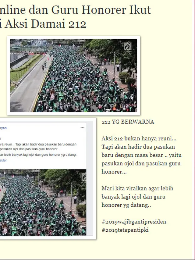 [Cek Fakta] Ojek Online dan Guru Honorer Ikut Reuni 212