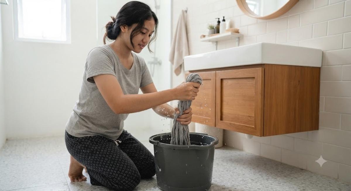 Bilas Kain Pel dengan Air Bersih (AI Generated)