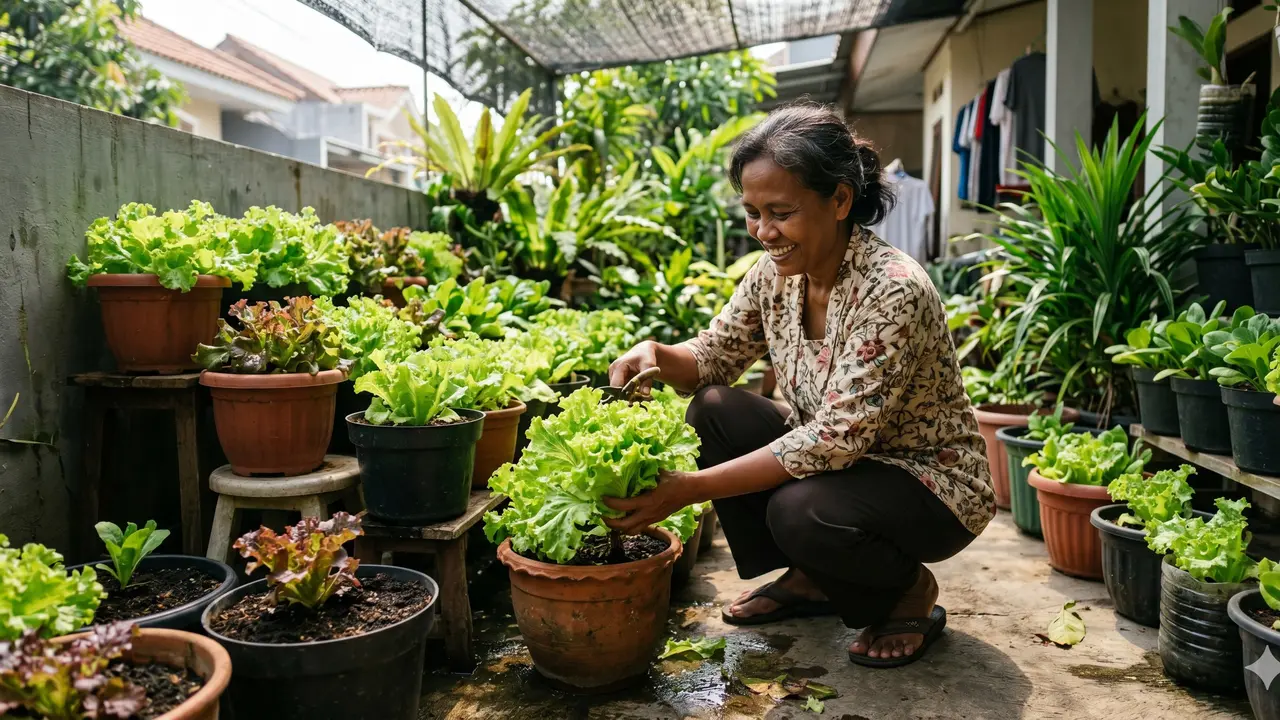 Ide Kebun Sayur dalam Pot Simpel (Foto: Gemini AI)