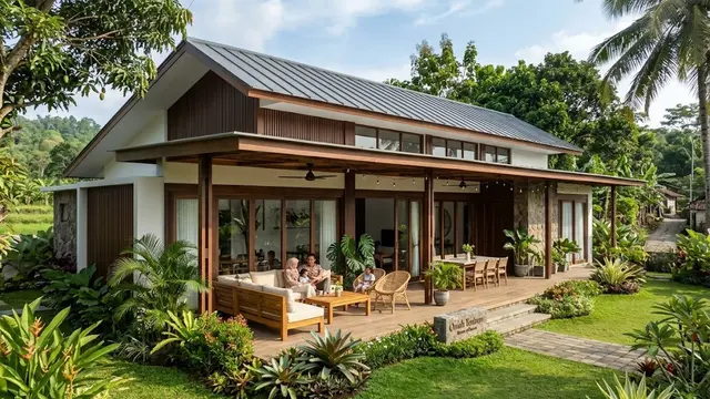 Rumah Kampung Minimalis Tropis dengan Teras Memanjang