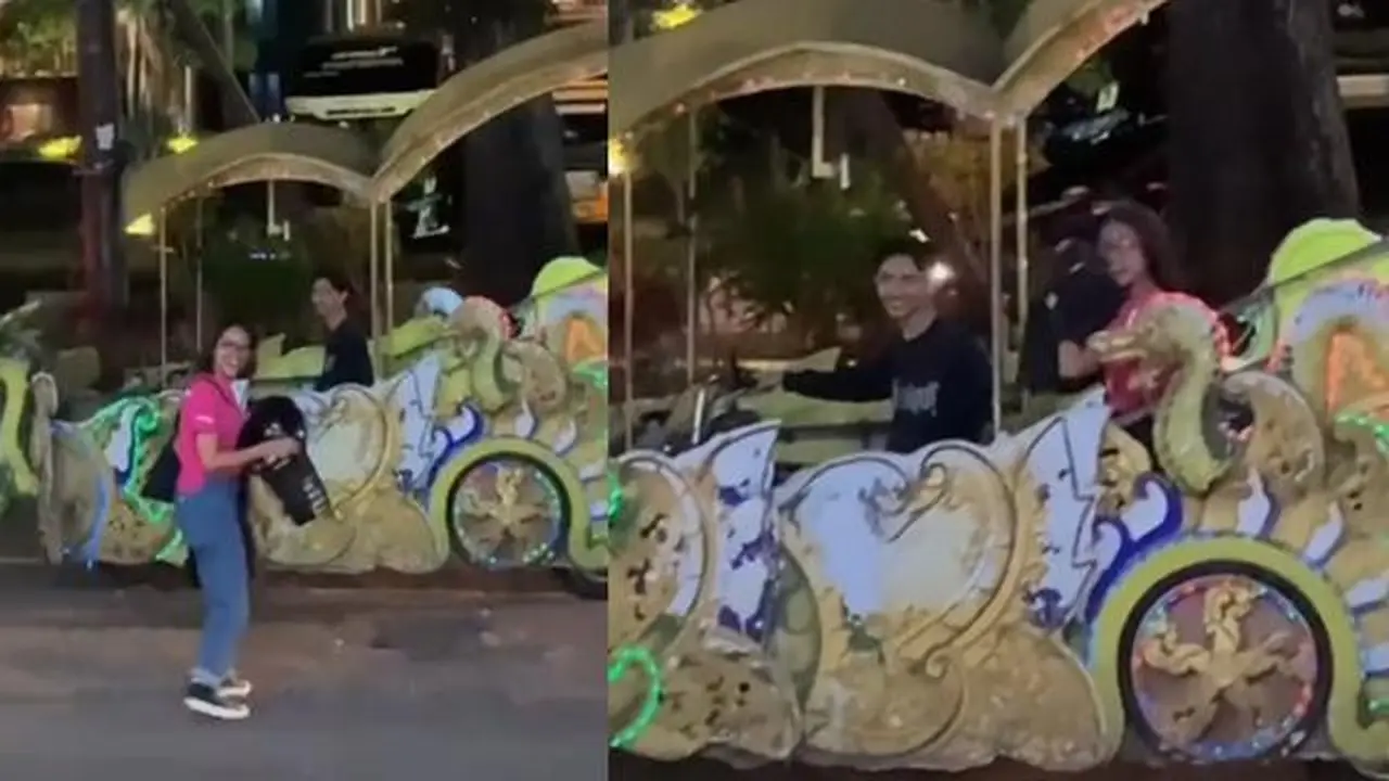 Dijemput ayang dengan odong-odong (TikTok/@yayangmuuu_)