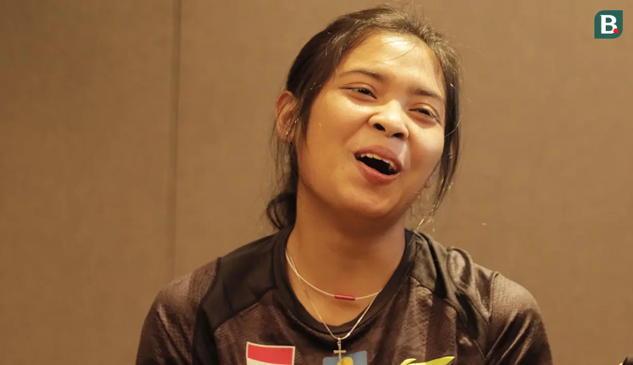 Pebulutangkis Indonesia, Gregoria Mariska Tunjung, saat jumpa dengan content creators di Jakarta, Selasa (24/7/2018). Acara tersebut dalam rangka memberi dukungan untuk para atlet jelang Asian Games 2018. (Bola.com/M Iqbal Ichsan)