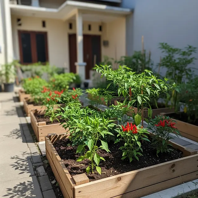 Kebun Cabai Mini di Halaman Sempit Rumah Subsidi (Image by Gemini AI)
