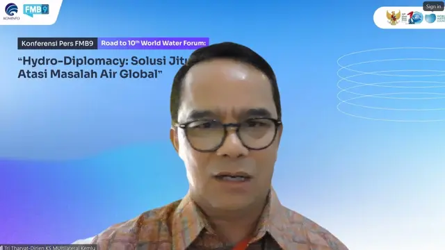 Tri Tharyat, Dirjen Kerja Sama Multilateral Kementerian Luar Negeri, dalam pernyataan pers mengenai "World Water Forum ke-10" secara virtual, Senin (29/4/2024). (Liputan6/Benedikta Miranti)