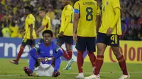Ekspresi para pemain Kolombia U-20 saat bertanding melawan Brasil U-20 dalam laga kualifikasi Piala Dunia U-20 2023, Jumat (10/2/2023) pagi WIB. (AP Photo/Fernando Vergara)