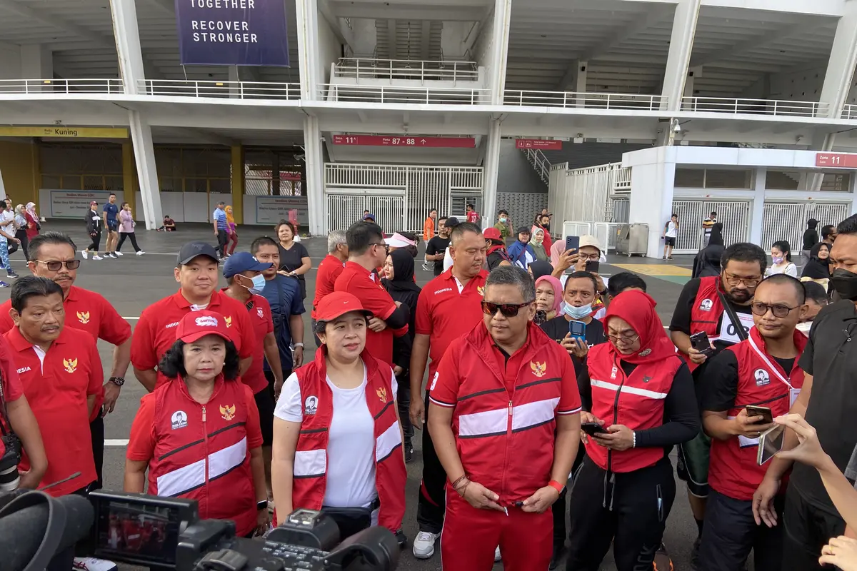 PDIP menggelar acara joging di kawasan Gelora Bung Karno (GBK) Jakarta, Minggu (21/8/2022).