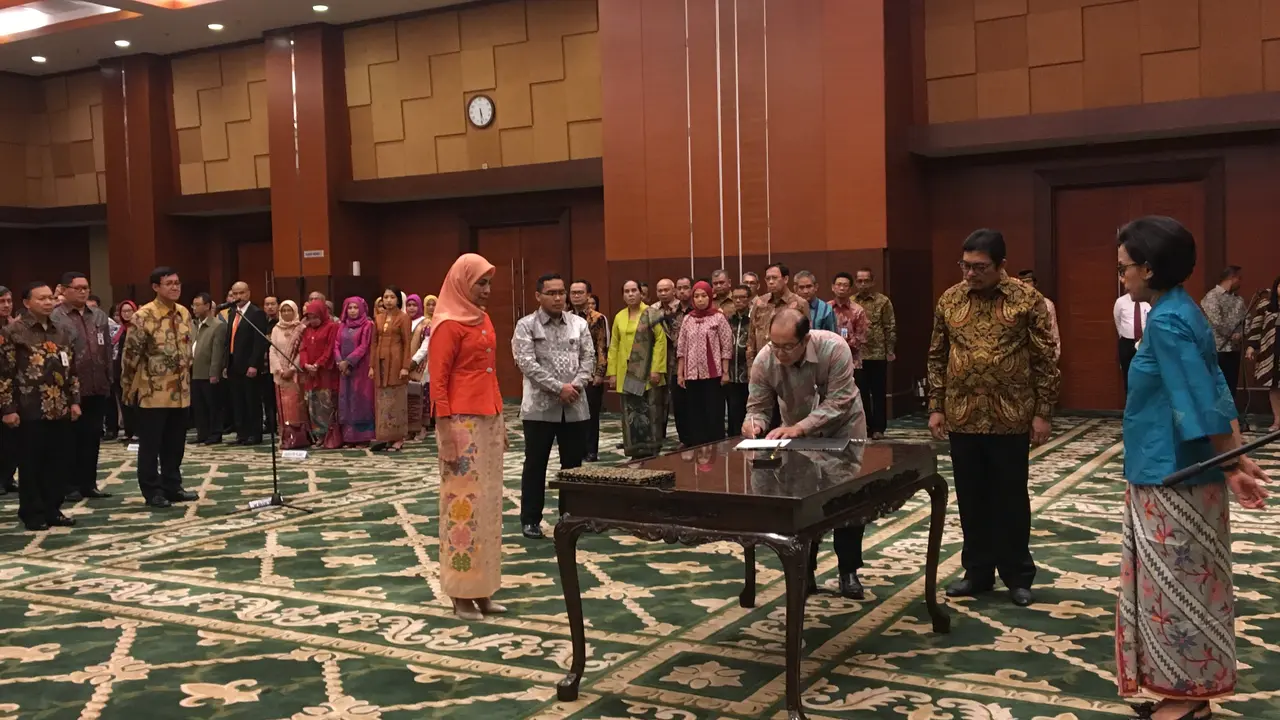 Menkeu Sri Mulyani lantik pejabat eselon I dan II (Foto: Fiki/Liputan6.com)