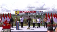 Presiden Joko Widodo atau Jokowi meresmikan Bendungan Kuwil Kawangkoan yang berada di Kabupaten Minahasa Utara, Sulawesi Utara, Kamis (19/1/2023).
