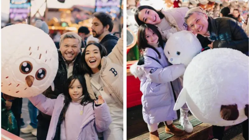 Kebersamaan Gading, Gempi dan Gisel saat kunjungi Winter Wonderland di London