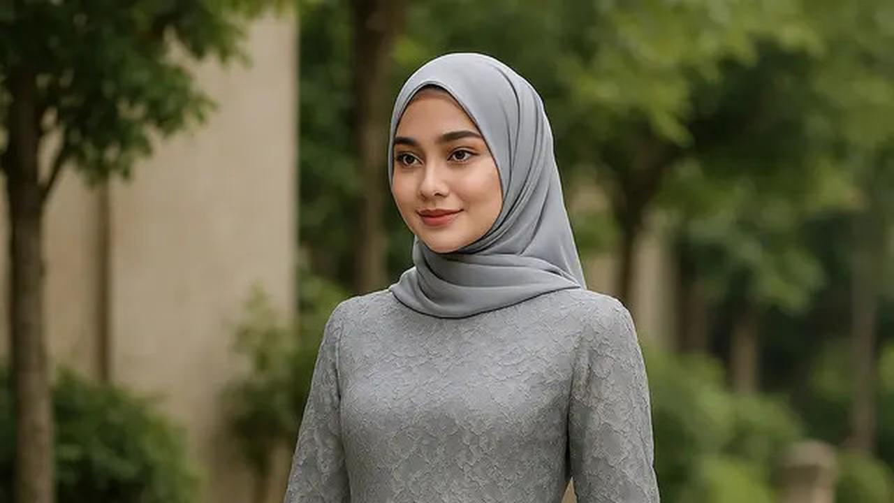 7 Model Gamis Brokat Warna Abu-Abu Kombinasi Terbaru, Simpel dan Elegan