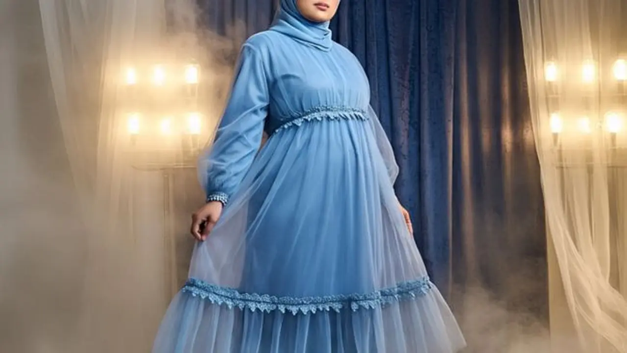 Ilustrasi Gamis Simple tapi Mewah 2025 untuk Orang Gemuk (Sumber Gambar: Meta AI)