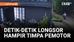 Detik detik longsor menutup jalan di Jalan Sersan Bajuri, Kawasan Lembang, Kabupaten Bandung Barat, Jawa Barat, terekam kamera CCTV. Tak ada korban jiwa dalam peristiwa ini.