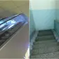 Potret gagal desain tangga dan eskalator bikin orang enggak bisa lewat. (Sumber: Facebook/Worst Construction Fails Everrrrrr)