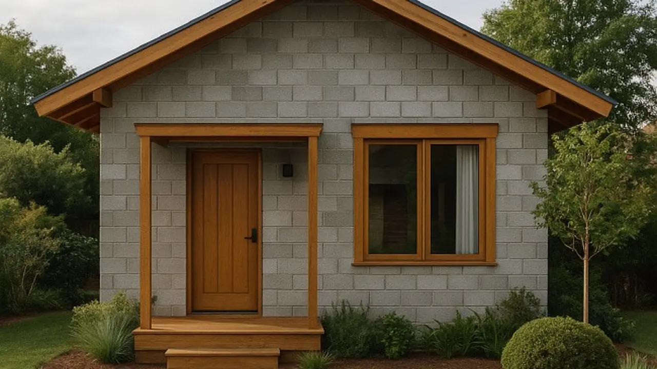 Ilustrasi Rumah Kombinasi Batako dan Kayu (Sumber Gambar: Meta AI)
